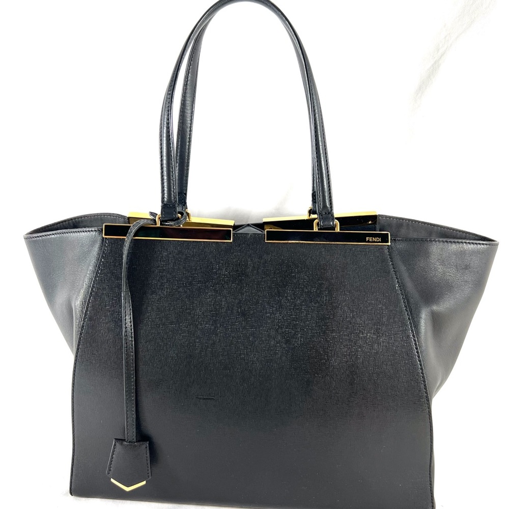 FENDI Black Leather 3Jours Tote Bag Made in Italy
